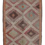 Cıcım Eskitme Bej Renk Keçi Kılı El Dokuma Kilim-145x370