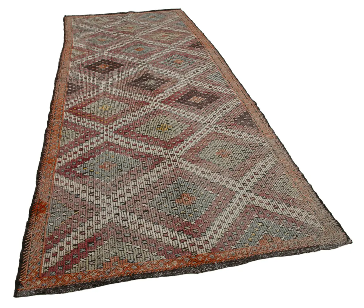 Cıcım Eskitme Bej Renk Keçi Kılı El Dokuma Kilim-145x370 - Görsel 2
