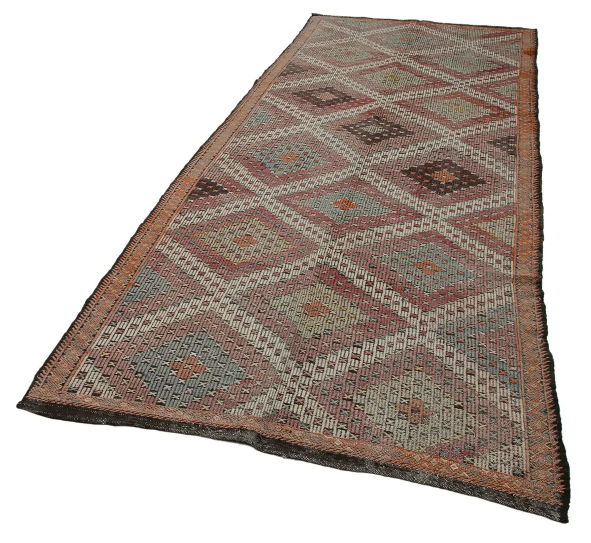 Cıcım Eskitme Bej Renk Keçi Kılı El Dokuma Kilim-145x370 - Görsel 3