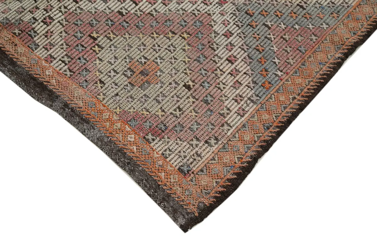 Cıcım Eskitme Bej Renk Keçi Kılı El Dokuma Kilim-145x370 - Görsel 4