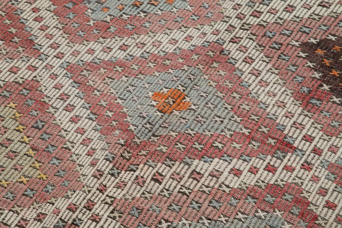 Cıcım Eskitme Bej Renk Keçi Kılı El Dokuma Kilim-145x370 - Görsel 5