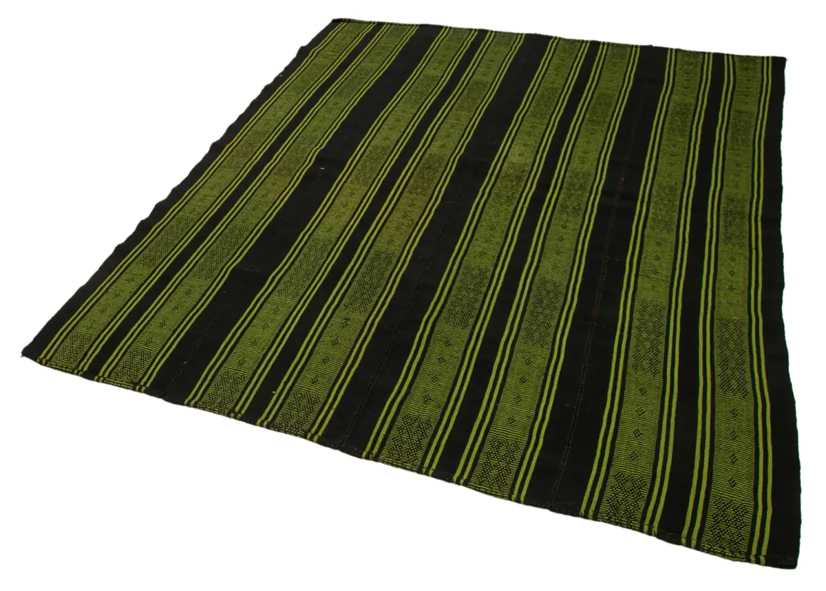 Cıcım Eskitme Yeşil Renk Keçi Kılı El Dokuma Kilim-180x213 - Görsel 3