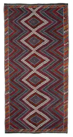 Cıcım Eskitme Multi Renk Keçi Kılı El Dokuma Kilim-183x376
