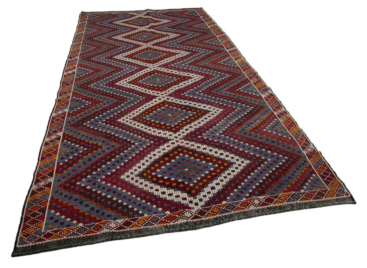 Cıcım Eskitme Multi Renk Keçi Kılı El Dokuma Kilim-183x376 - Görsel 2
