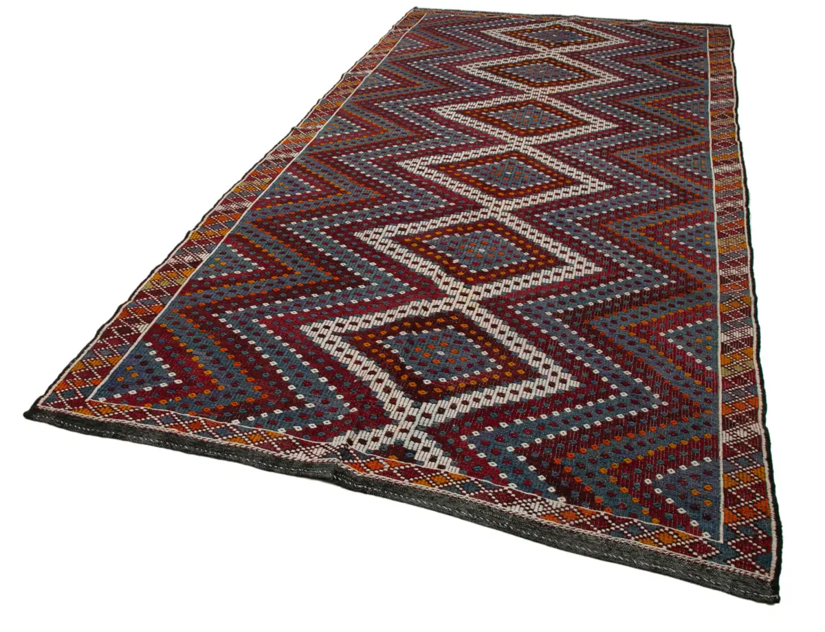 Cıcım Eskitme Multi Renk Keçi Kılı El Dokuma Kilim-183x376 - Görsel 3