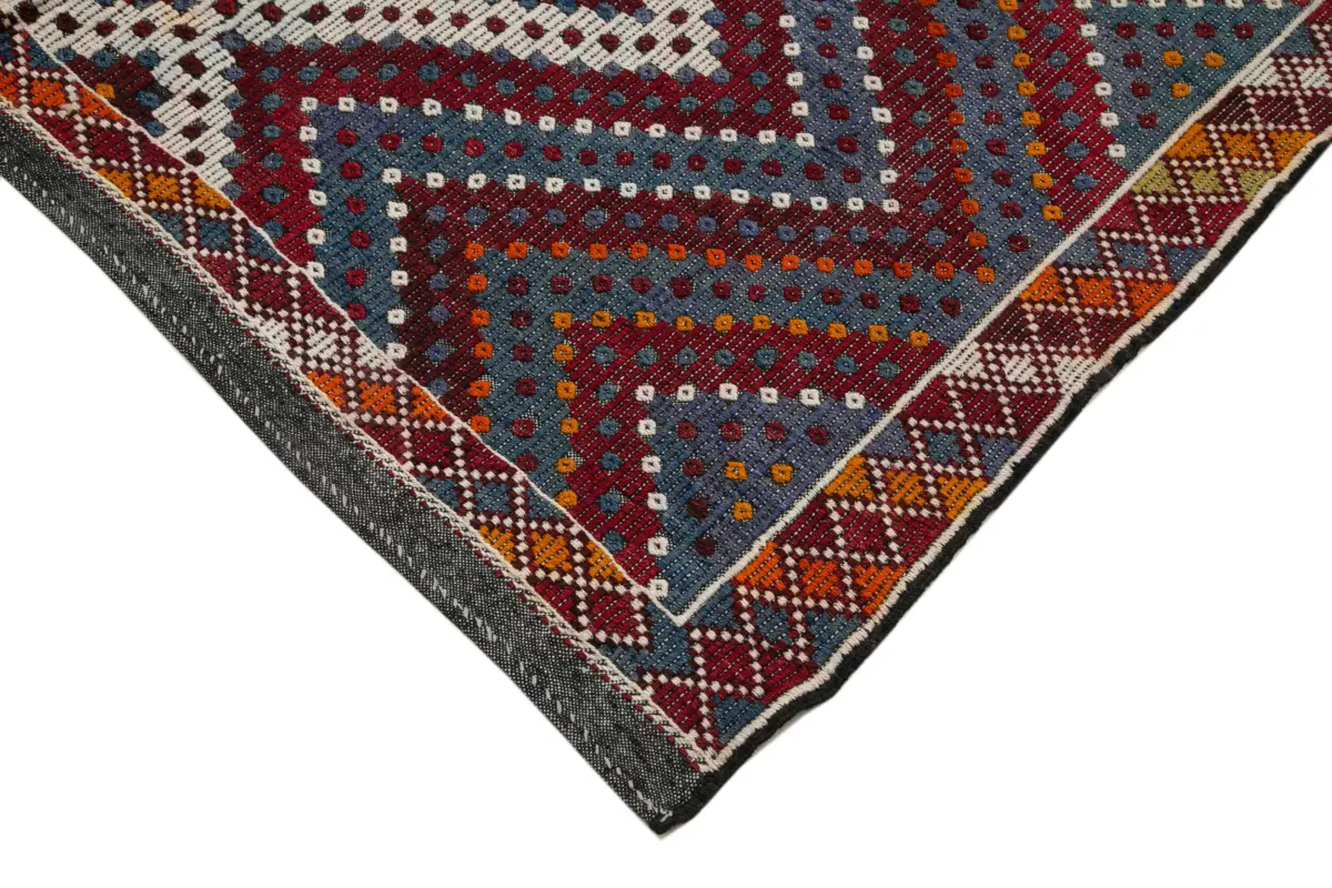 Cıcım Eskitme Multi Renk Keçi Kılı El Dokuma Kilim-183x376 - Görsel 4