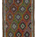 Cıcım Eskitme Multi Renk Keçi Kılı El Dokuma Kilim-163x299
