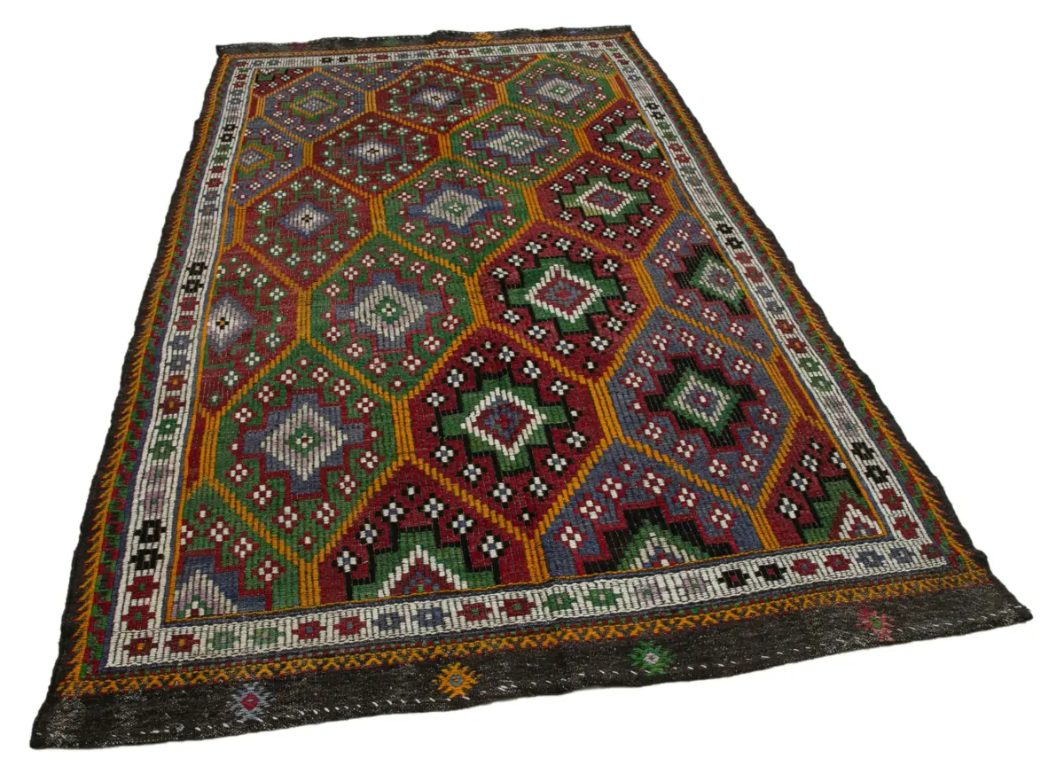 Cıcım Eskitme Multi Renk Keçi Kılı El Dokuma Kilim-163x299 - Görsel 2