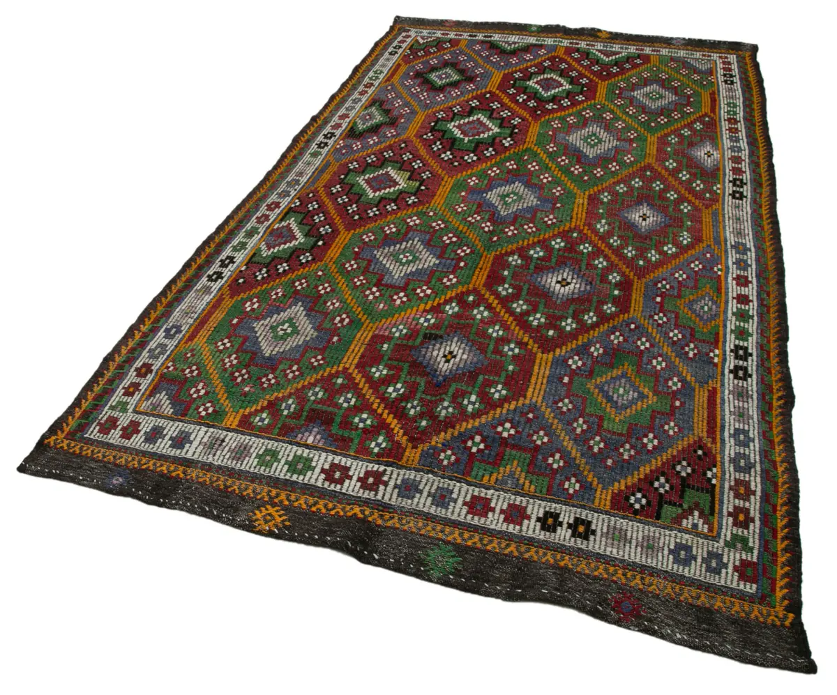 Cıcım Eskitme Multi Renk Keçi Kılı El Dokuma Kilim-163x299 - Görsel 3