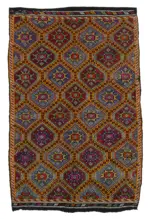Cıcım Eskitme Multi Renk Keçi Kılı El Dokuma Kilim-170x273