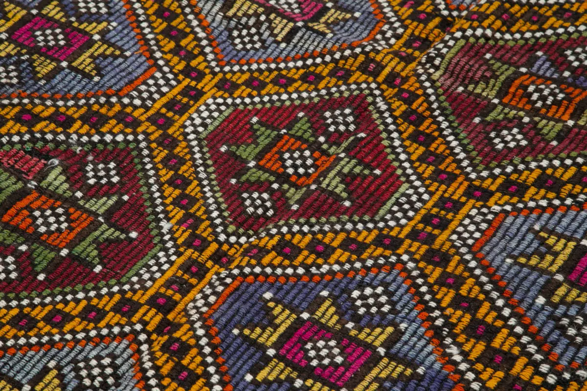 Cıcım Eskitme Multi Renk Keçi Kılı El Dokuma Kilim-170x273 - Görsel 5