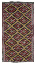 Cıcım Eskitme Multi Renk Keçi Kılı El Dokuma Kilim-185x353