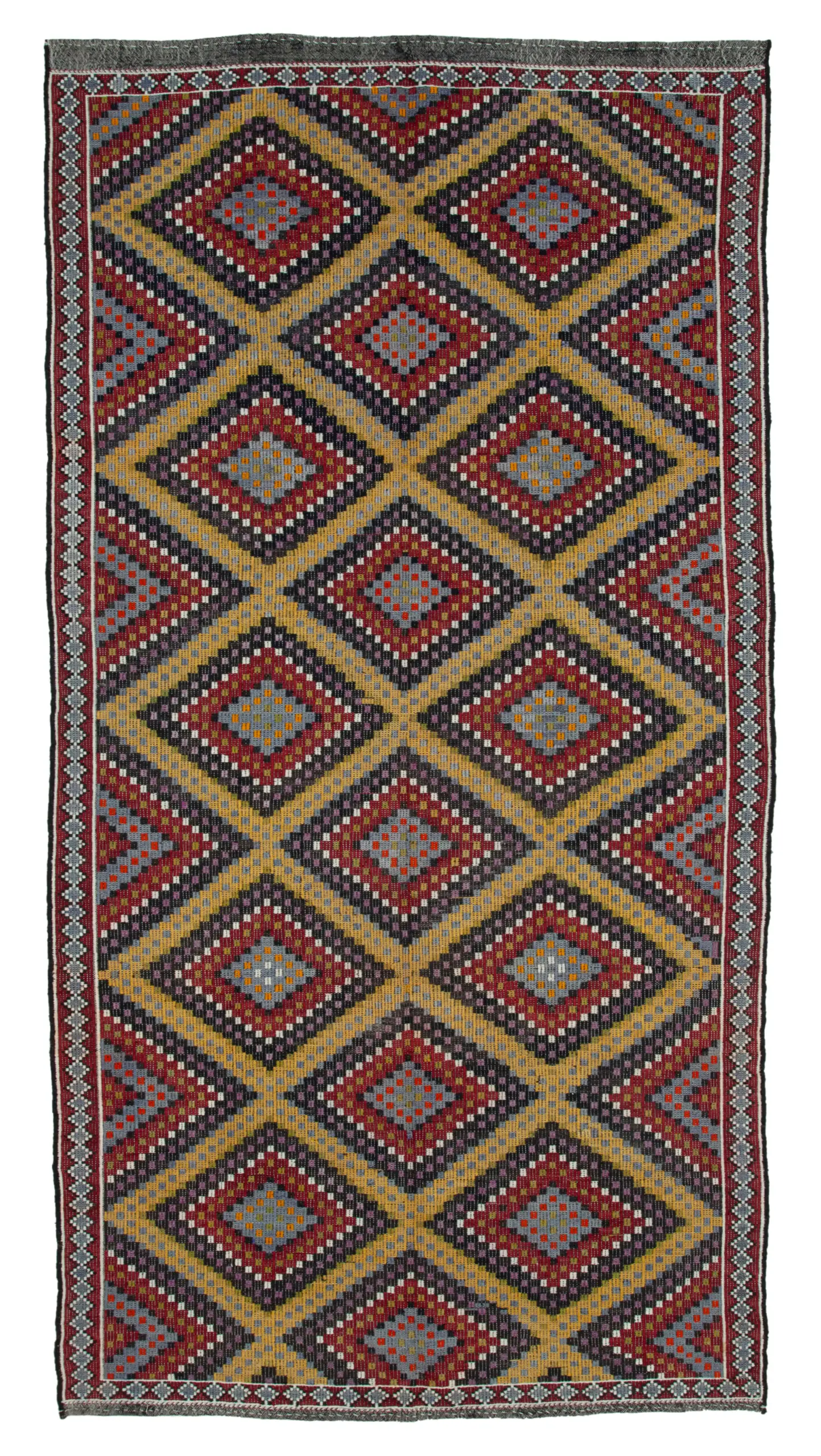 Rc_35637_1_Multicolor_Oriental_Kilim_Rugs Cıcım Eskitme Multi Renk Keçi Kılı El Dokuma Kilim-185x353 - Görsel 1