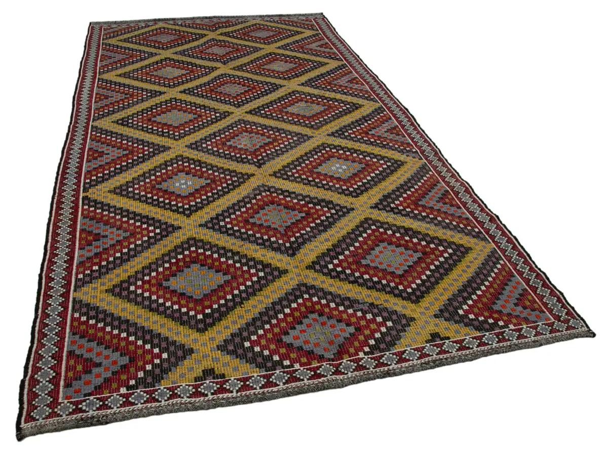Cıcım Eskitme Multi Renk Keçi Kılı El Dokuma Kilim-185x353 - Görsel 2