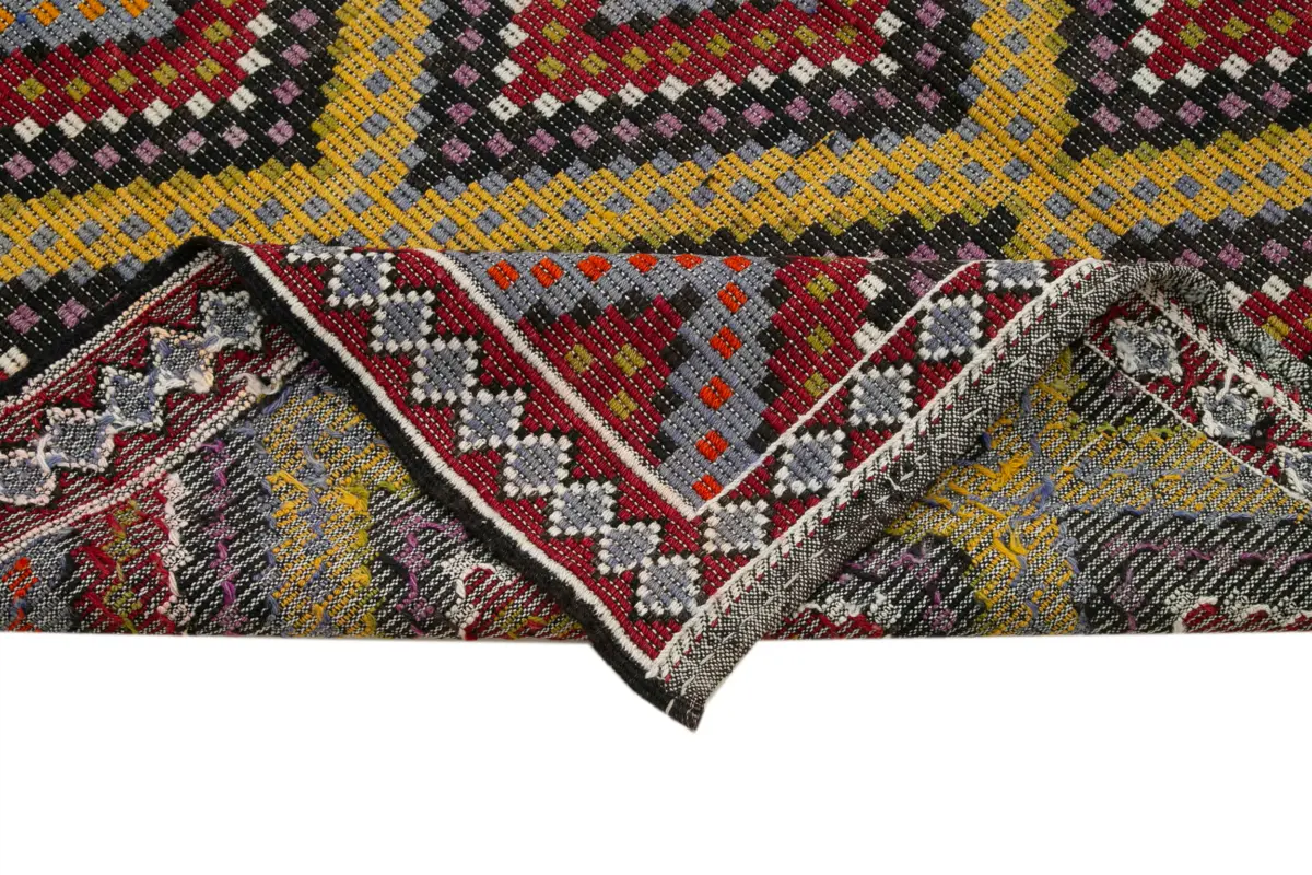 Cıcım Eskitme Multi Renk Keçi Kılı El Dokuma Kilim-185x353 - Görsel 6