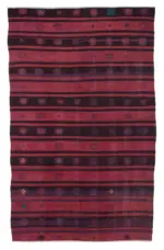Cıcım Eskitme Kırmızı Renk Keçi Kılı El Dokuma Kilim-190x313
