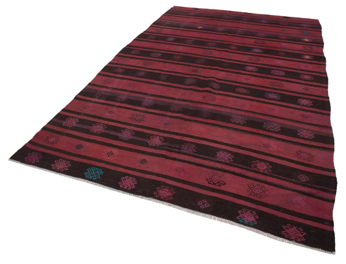 Cıcım Eskitme Kırmızı Renk Keçi Kılı El Dokuma Kilim-190x313 - Görsel 3