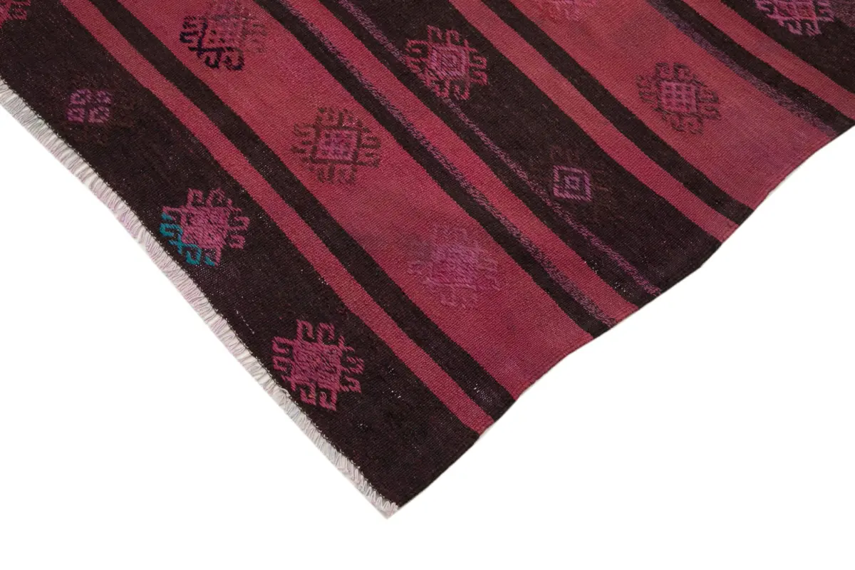 Cıcım Eskitme Kırmızı Renk Keçi Kılı El Dokuma Kilim-190x313 - Görsel 4