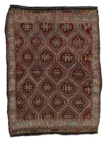 Cıcım Eskitme Multi Renk Keçi Kılı El Dokuma Kilim-183x250