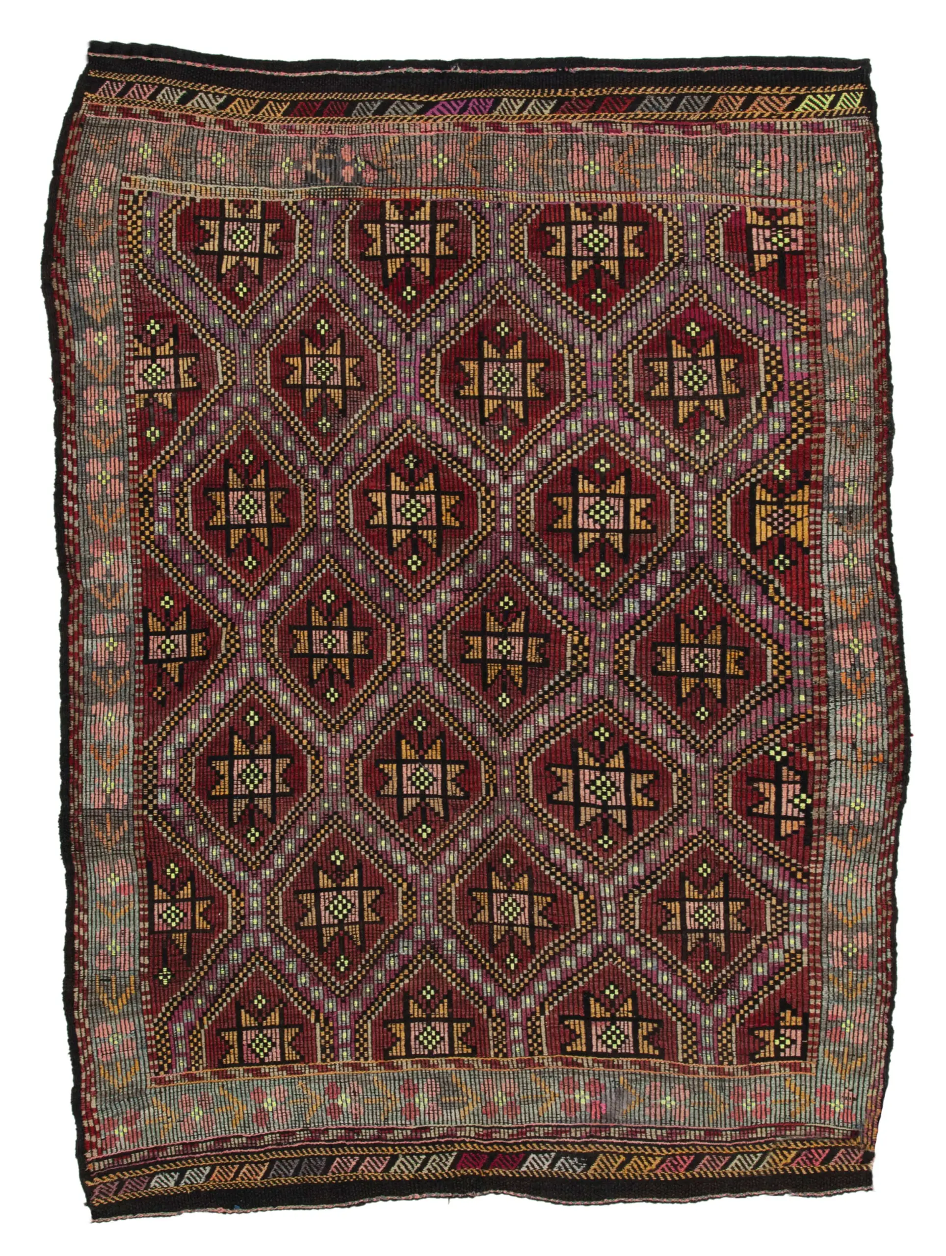 Rc_35643_1_Multicolor_Oriental_Kilim_Rugs Cıcım Eskitme Multi Renk Keçi Kılı El Dokuma Kilim-183x250 - Görsel 1