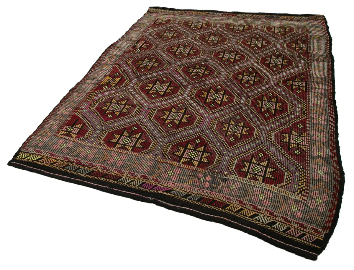 Cıcım Eskitme Multi Renk Keçi Kılı El Dokuma Kilim-183x250 - Görsel 3