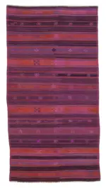 Cıcım Eskitme Kırmızı Renk Keçi Kılı El Dokuma Kilim-125x245