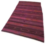 Cıcım Eskitme Kırmızı Renk Keçi Kılı El Dokuma Kilim-125x245 - Görsel 3
