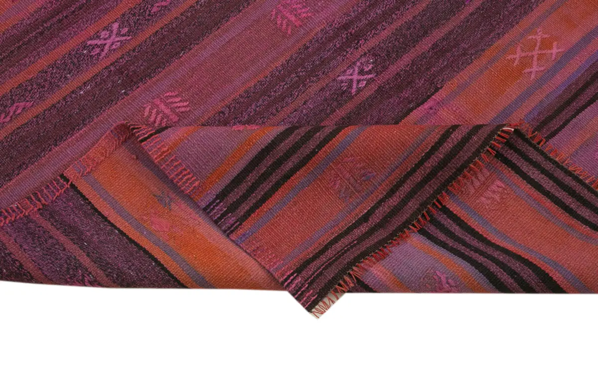 Cıcım Eskitme Kırmızı Renk Keçi Kılı El Dokuma Kilim-125x245 - Görsel 6