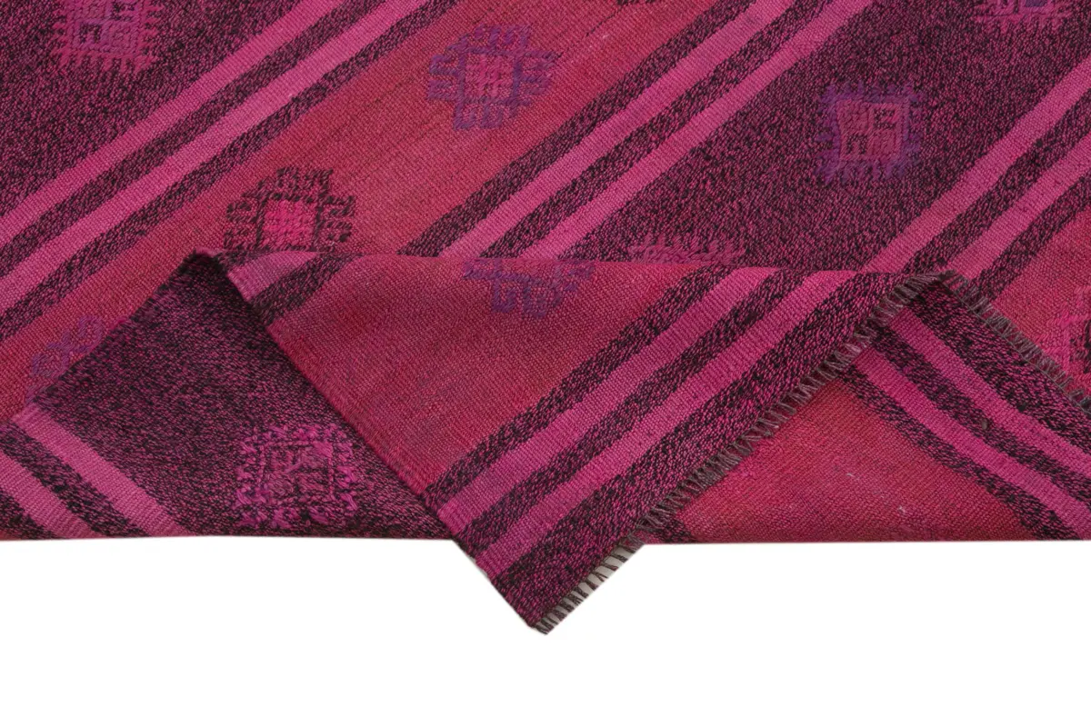 Cıcım Eskitme Pembe Renk Keçi Kılı El Dokuma Kilim-175x275 - Görsel 6
