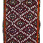 Cıcım Eskitme Multi Renk Keçi Kılı El Dokuma Kilim-190x369