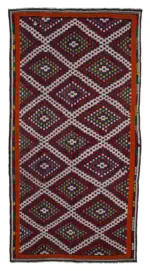 Cıcım Eskitme Multi Renk Keçi Kılı El Dokuma Kilim-190x369