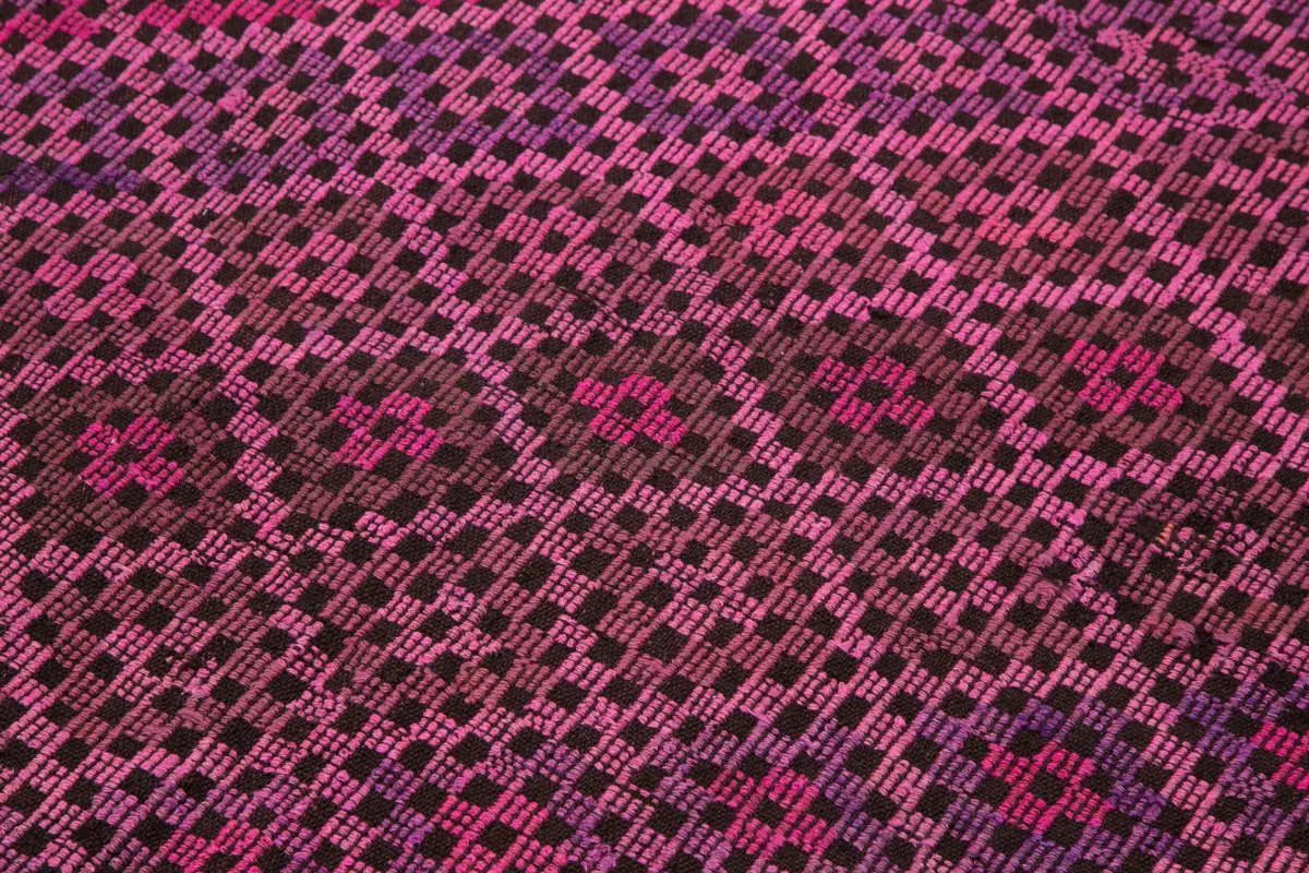 Cıcım Eskitme Pembe Renk Keçi Kılı El Dokuma Kilim-175x230 - Görsel 5