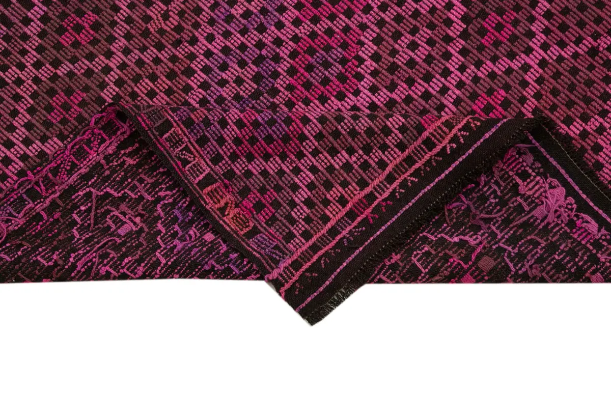 Cıcım Eskitme Pembe Renk Keçi Kılı El Dokuma Kilim-175x230 - Görsel 6