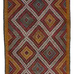 Cıcım Eskitme Turuncu Renk Keçi Kılı El Dokuma Kilim-202x320