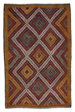 Cıcım Eskitme Turuncu Renk Keçi Kılı El Dokuma Kilim-202x320
