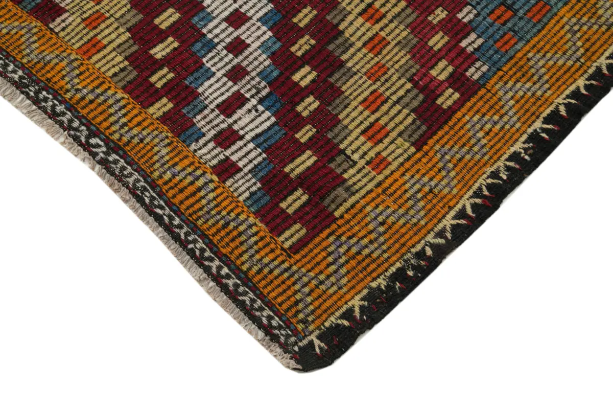 Cıcım Eskitme Turuncu Renk Keçi Kılı El Dokuma Kilim-202x320 - Görsel 4