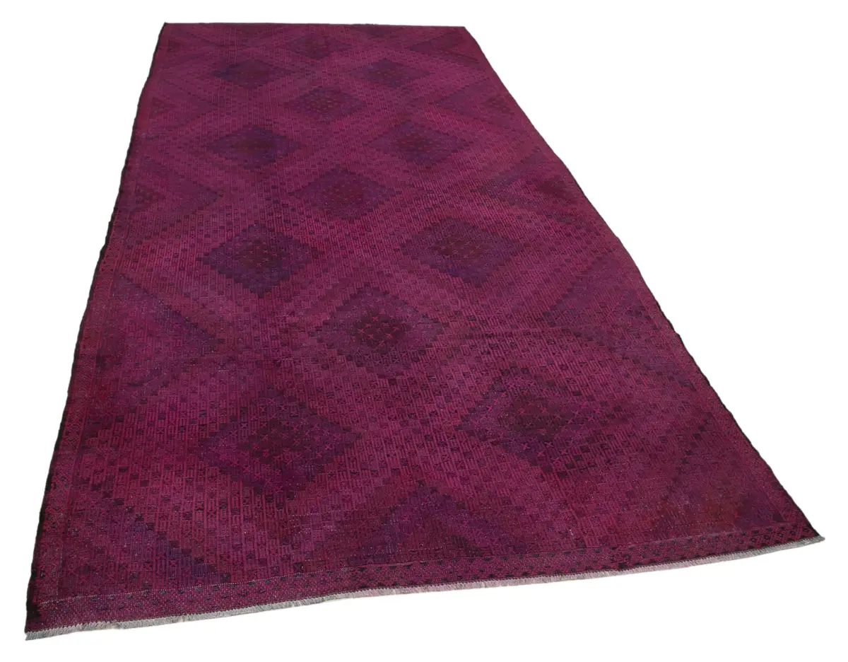 Cıcım Eskitme Mor Renk Keçi Kılı El Dokuma Kilim-175x355 - Görsel 2