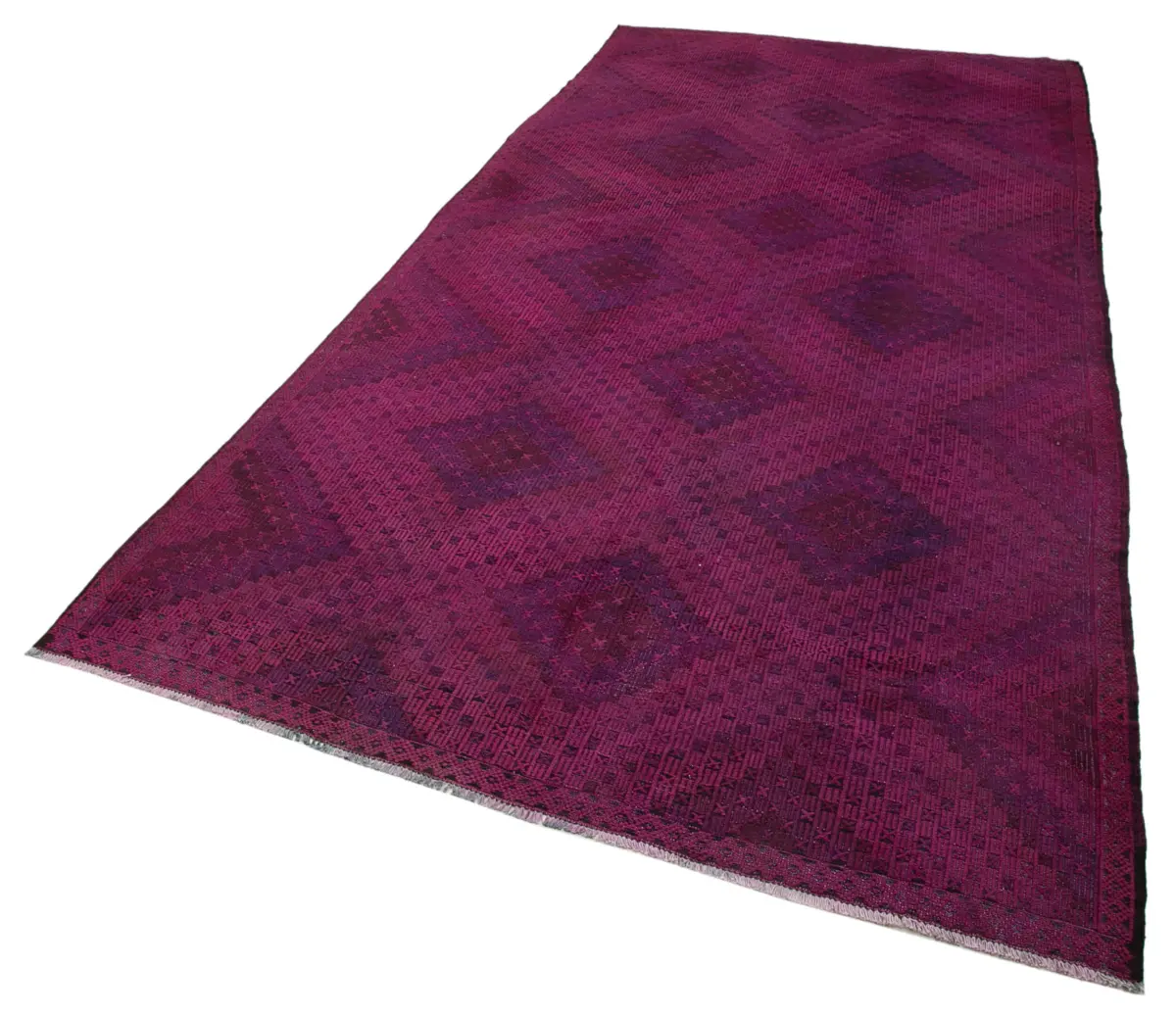 Cıcım Eskitme Mor Renk Keçi Kılı El Dokuma Kilim-175x355 - Görsel 3