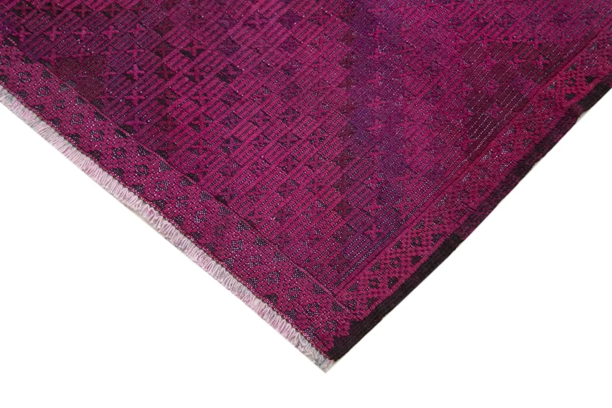 Cıcım Eskitme Mor Renk Keçi Kılı El Dokuma Kilim-175x355 - Görsel 4
