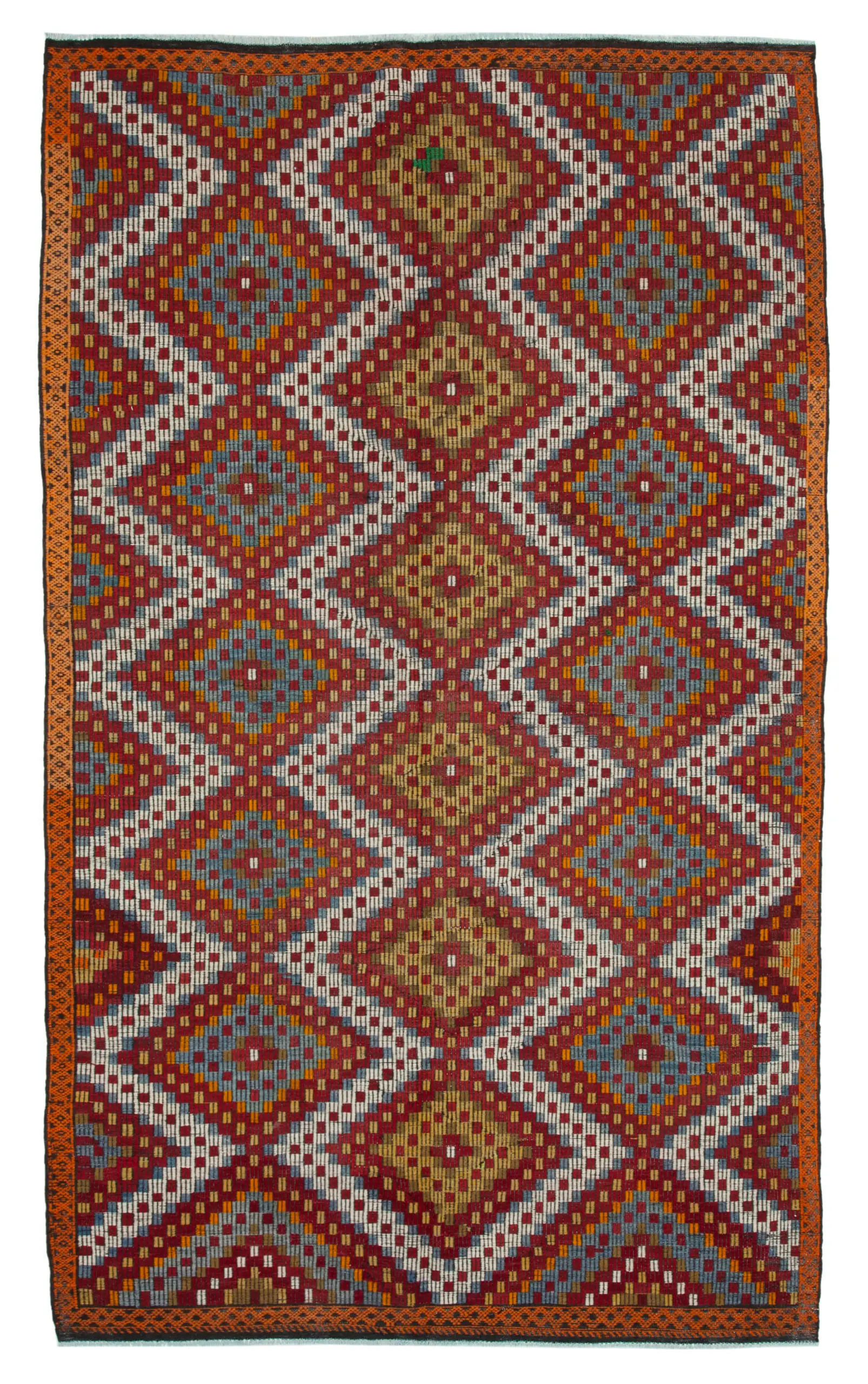 Rc_35664_1_Multicolor_Oriental_Kilim_Rugs Cıcım Eskitme Multi Renk Keçi Kılı El Dokuma Kilim-181x304 - Görsel 1