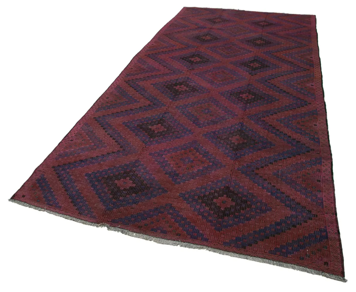 Cıcım Eskitme Kırmızı Renk Keçi Kılı El Dokuma Kilim-175x370 - Görsel 3