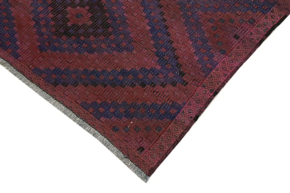 Cıcım Eskitme Kırmızı Renk Keçi Kılı El Dokuma Kilim-175x370 - Görsel 4