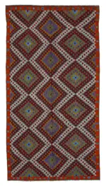 Cıcım Eskitme Multi Renk Keçi Kılı El Dokuma Kilim-187x353