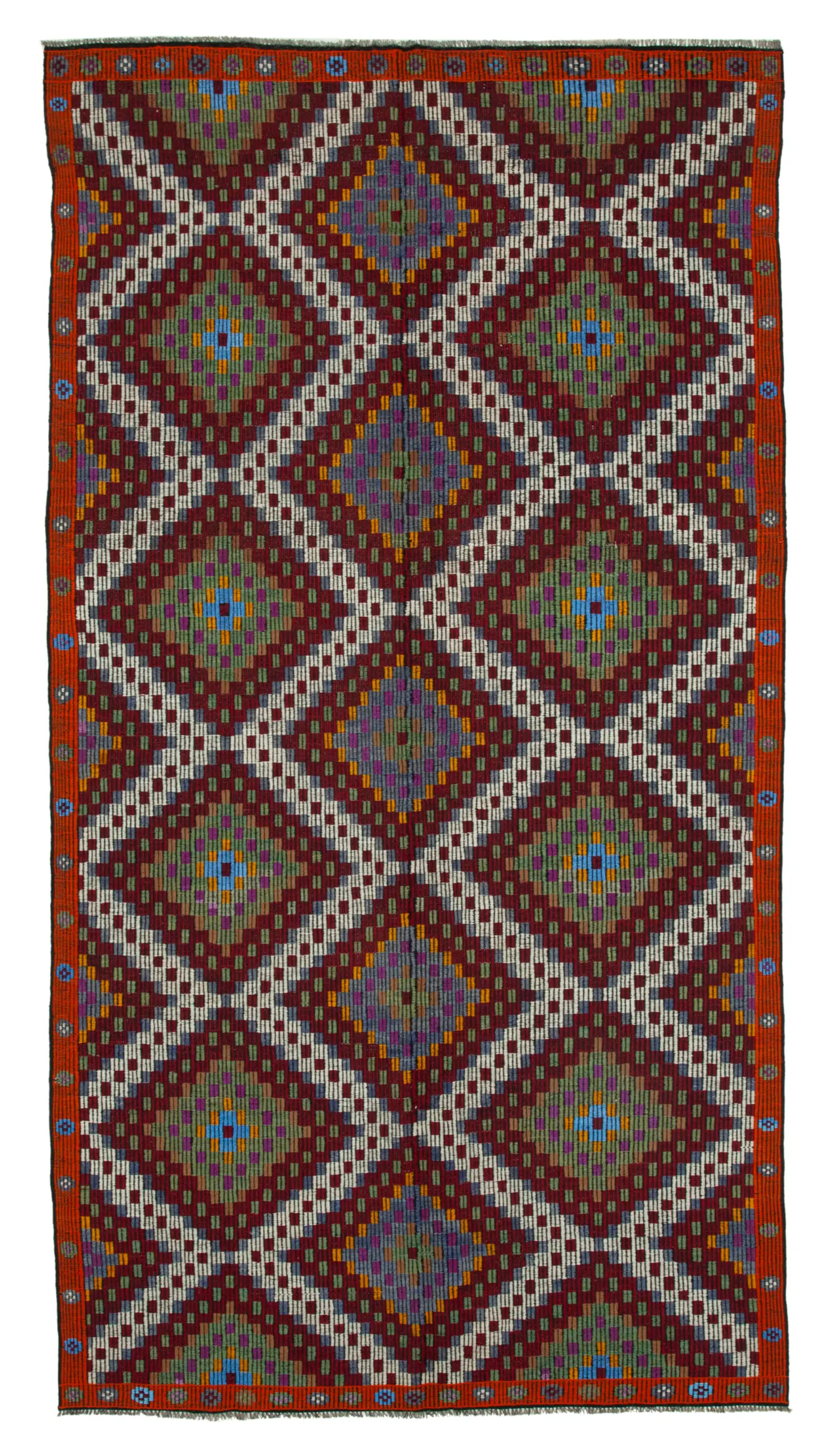 Rc_35666_1_Multicolor_Oriental_Kilim_Rugs Cıcım Eskitme Multi Renk Keçi Kılı El Dokuma Kilim-187x353 - Görsel 1