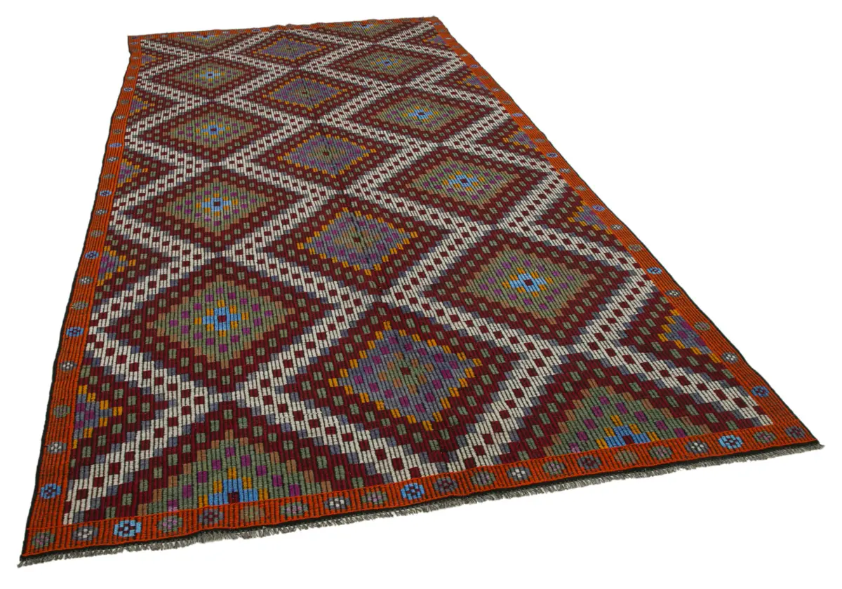 Cıcım Eskitme Multi Renk Keçi Kılı El Dokuma Kilim-187x353 - Görsel 2