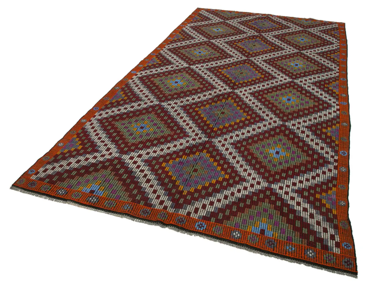 Cıcım Eskitme Multi Renk Keçi Kılı El Dokuma Kilim-187x353 - Görsel 3