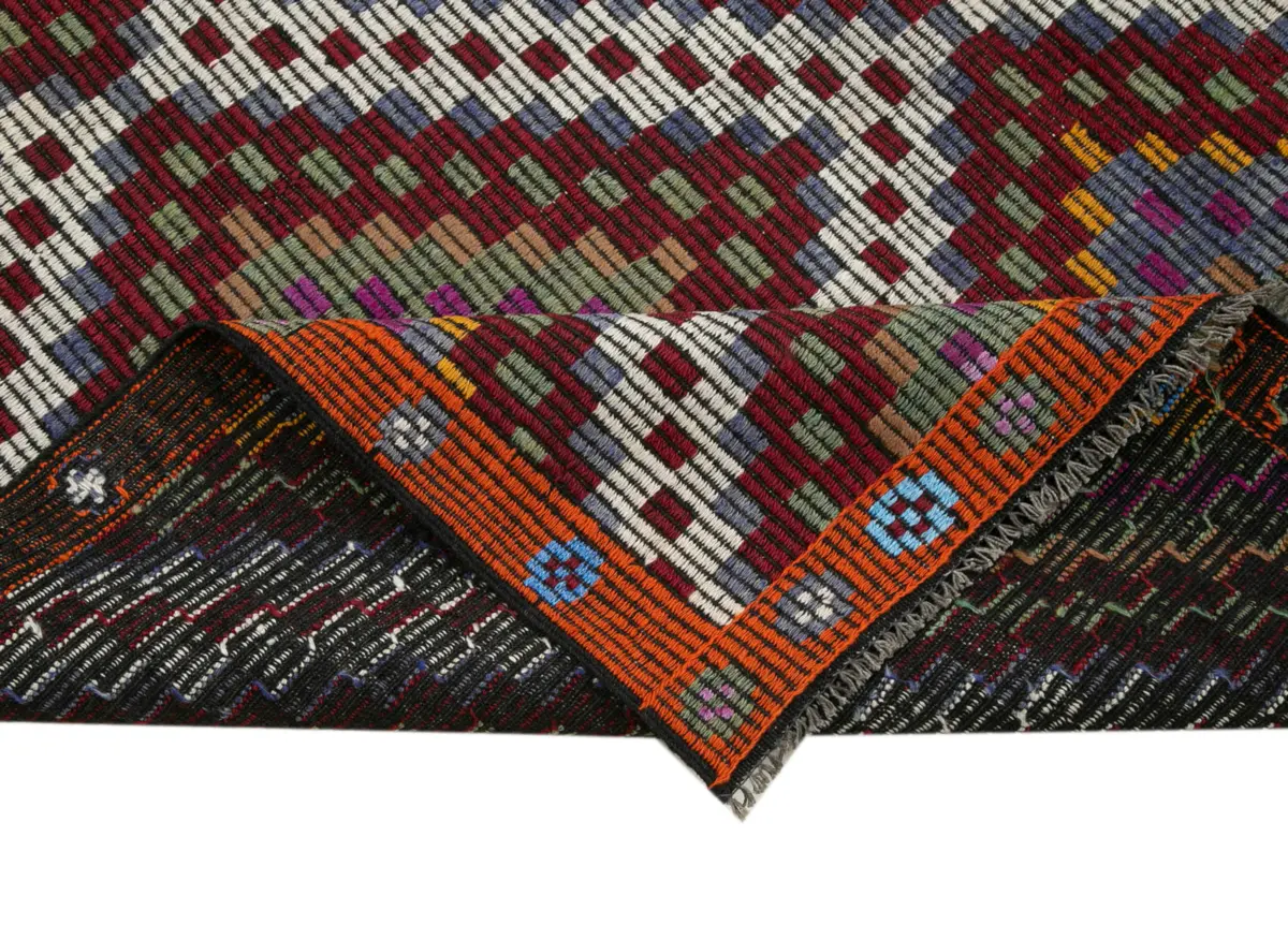 Cıcım Eskitme Multi Renk Keçi Kılı El Dokuma Kilim-187x353 - Görsel 6