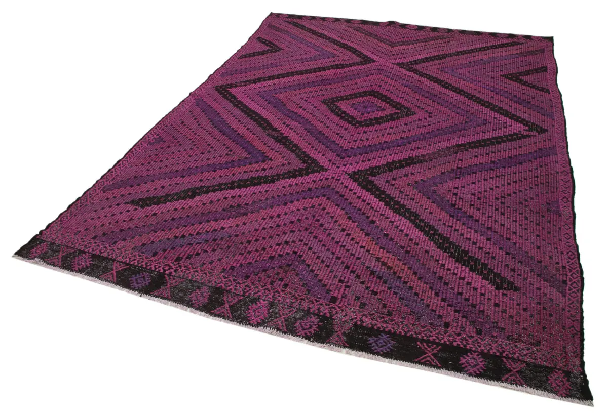 Cıcım Eskitme Pembe Renk Keçi Kılı El Dokuma Kilim-202x287 - Görsel 3