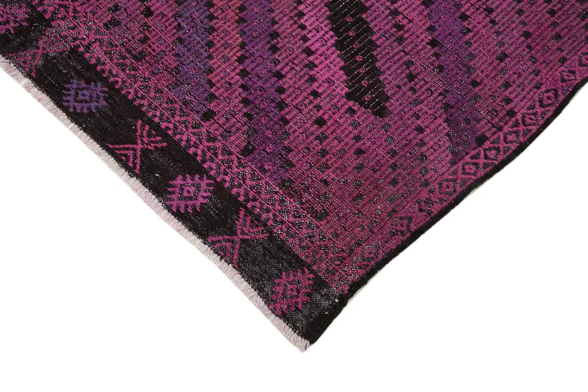 Cıcım Eskitme Pembe Renk Keçi Kılı El Dokuma Kilim-202x287 - Görsel 4