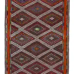 Cıcım Eskitme Multi Renk Keçi Kılı El Dokuma Kilim-194x363